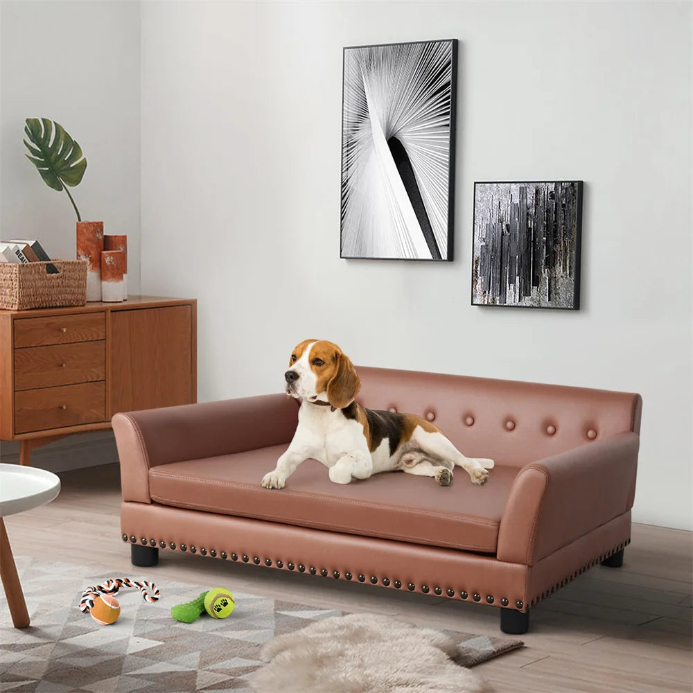 Heavy Duty Pet Sofa Large Raised Dog Bed Cushioned Sofa
