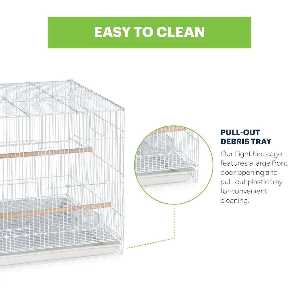 Stackable Metal Bird Cage for Small Pets, White Flight Home with Removable Tray