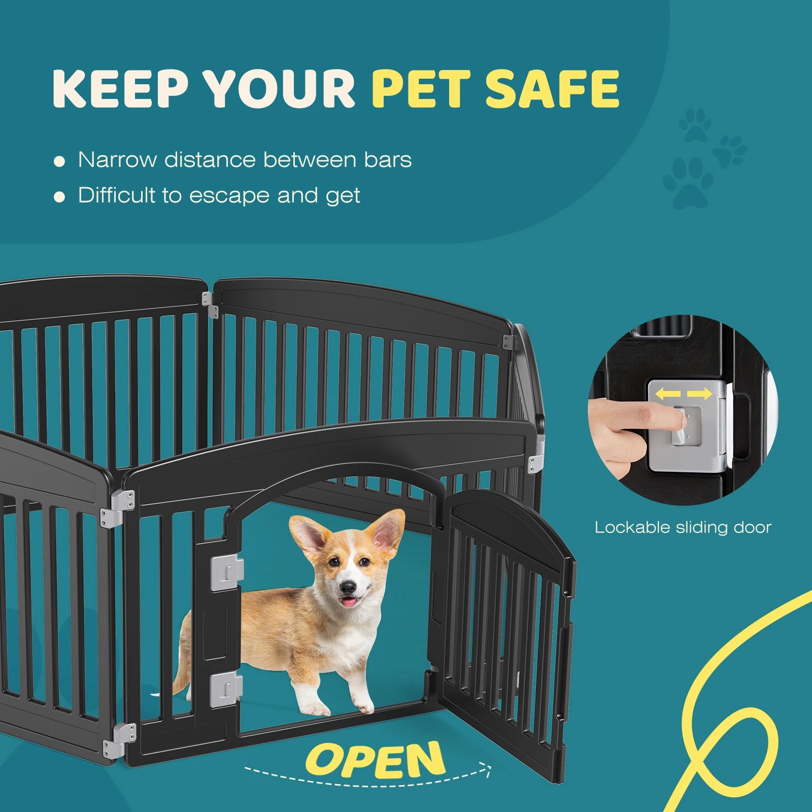 Plastic Dog Playpen 6 Panel 24IN Expandable Durable Pet Fence  Indoor/Outdoor Folding Portable Puppy Playpen