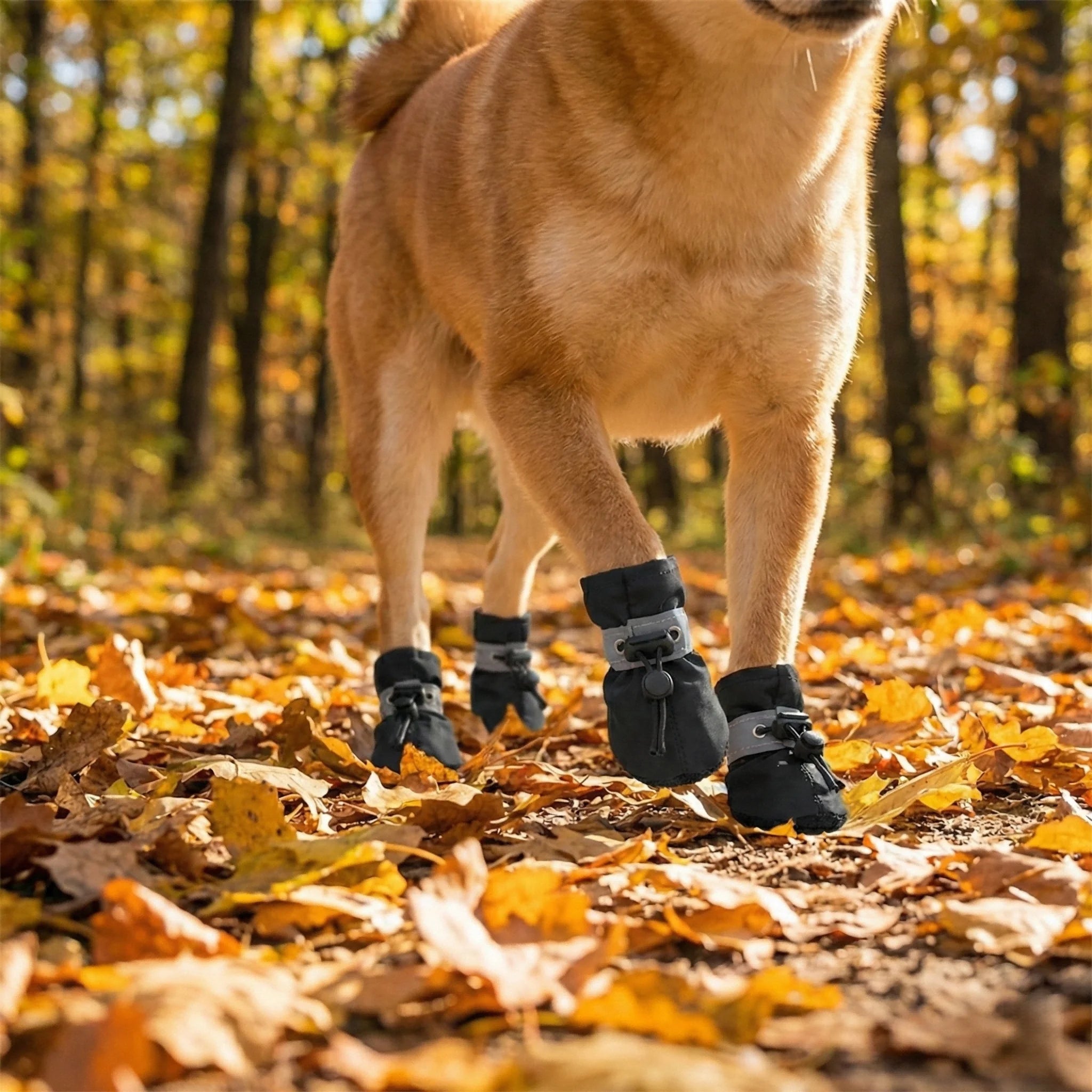 4Pcs All-Weather Dog Shoes Waterproof Non-slip Reflective Adjustable Pet Boots
