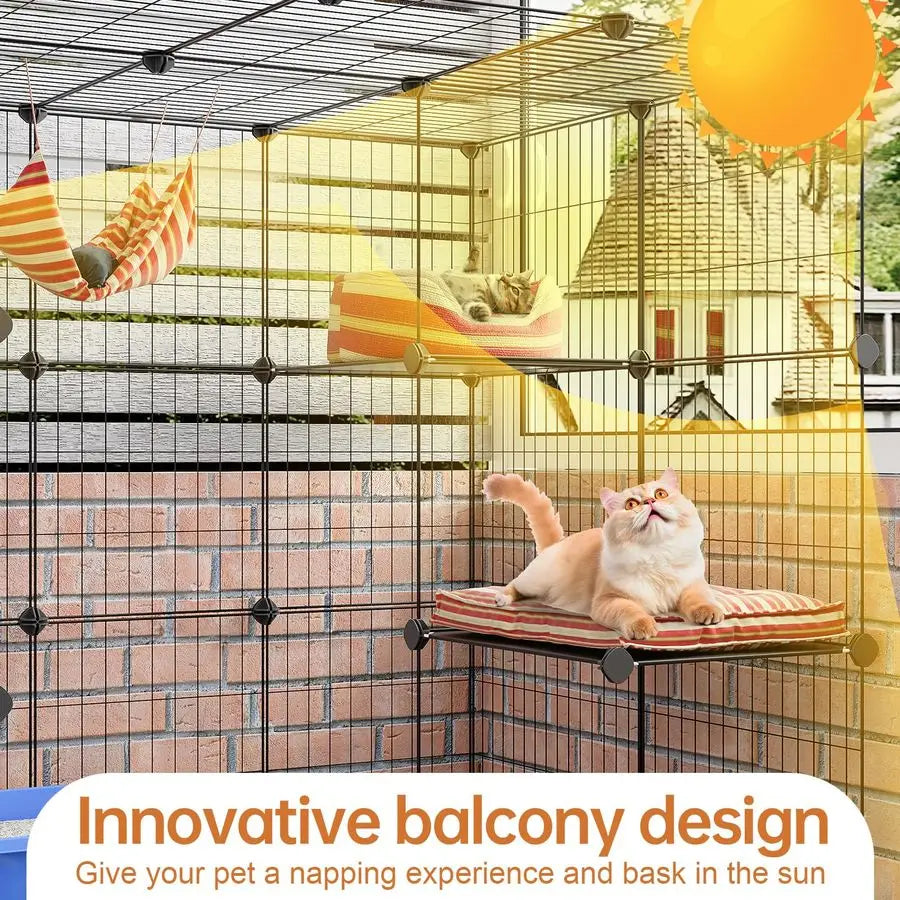 3Tier Cat Cages Indoor Enclosure DIY Cat Playpen Extra Exercise Place Idea