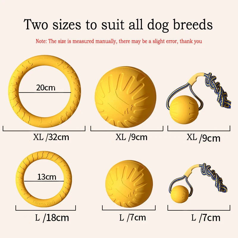 EVA Durable Dog Toys 4 Pack  Flying Disc + Ball + Tug Rope