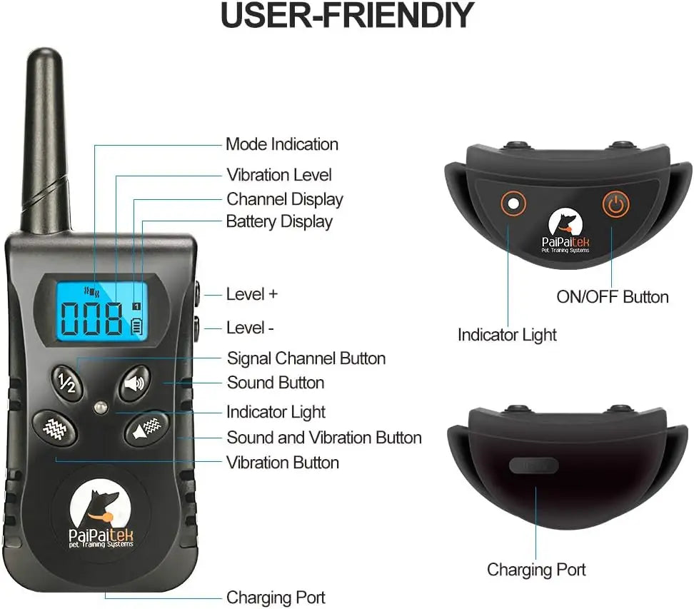 No Shock Dog Training Collar with Remote,1600ft Rechargeable Vibration Collar, Waterproof