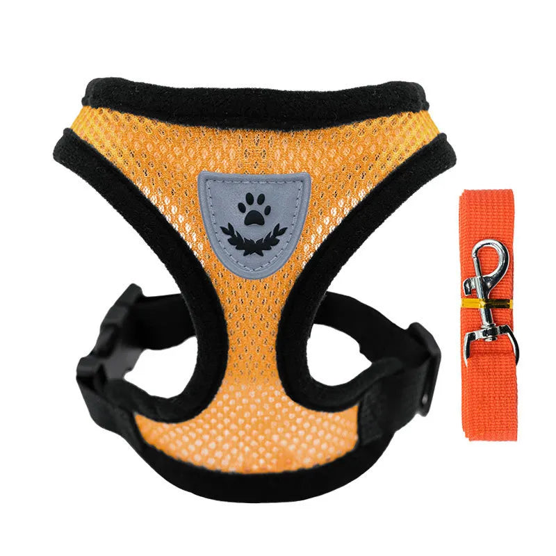 Cat/Puppy Harness Vest Walking Leash Collar Polyester Adjustable Mesh