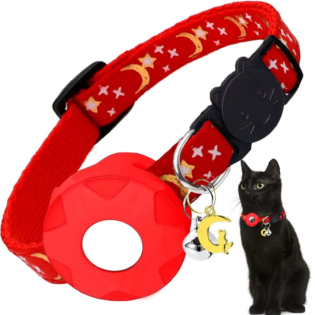 Apple Tag Pet Collar with AirTag Holder & Moon Ornament