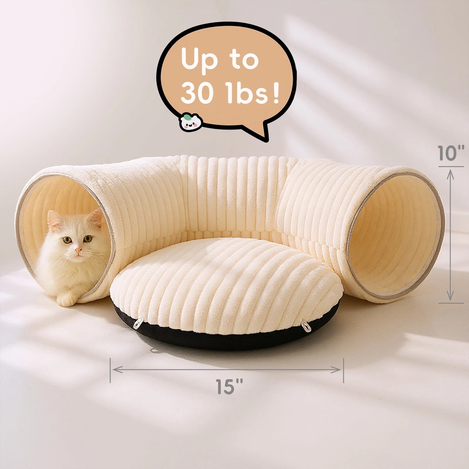 Cat Plush Tunnel Bed with 40 Cat Toys with Mat