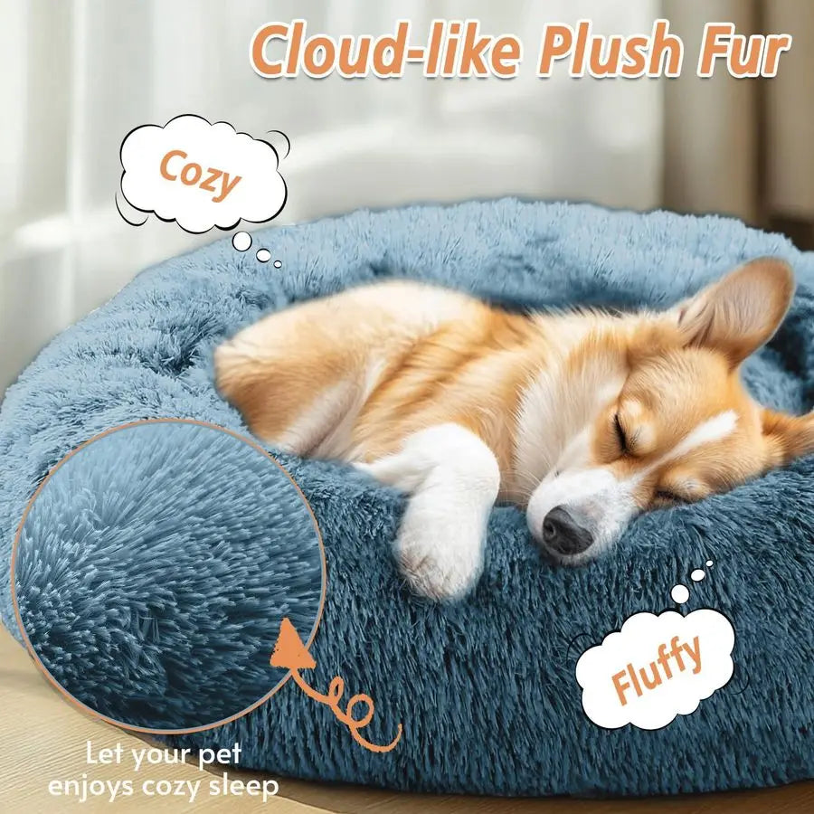 Calming Dog Bed Large Size Dog, Anti-Anxiety Donut Large Pet Bed