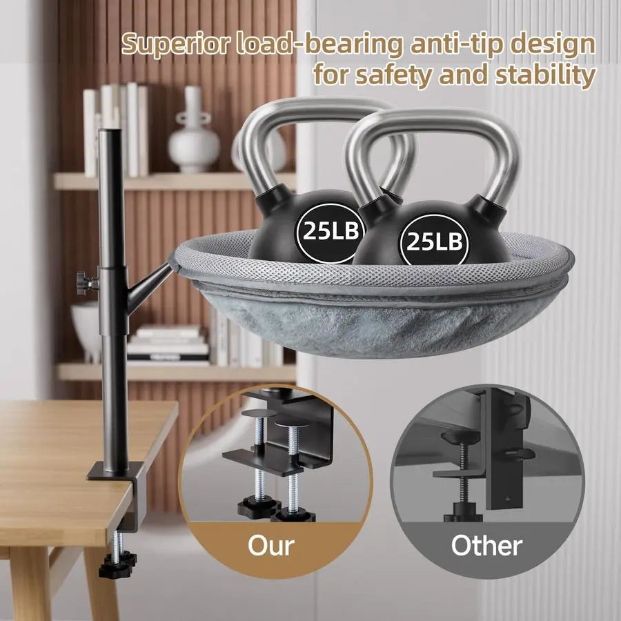 Desk Bed, 360 Rotating Height Adjustable Cat Hammock Desk Removable Washable Double-Sided Faux Rabbit Fur