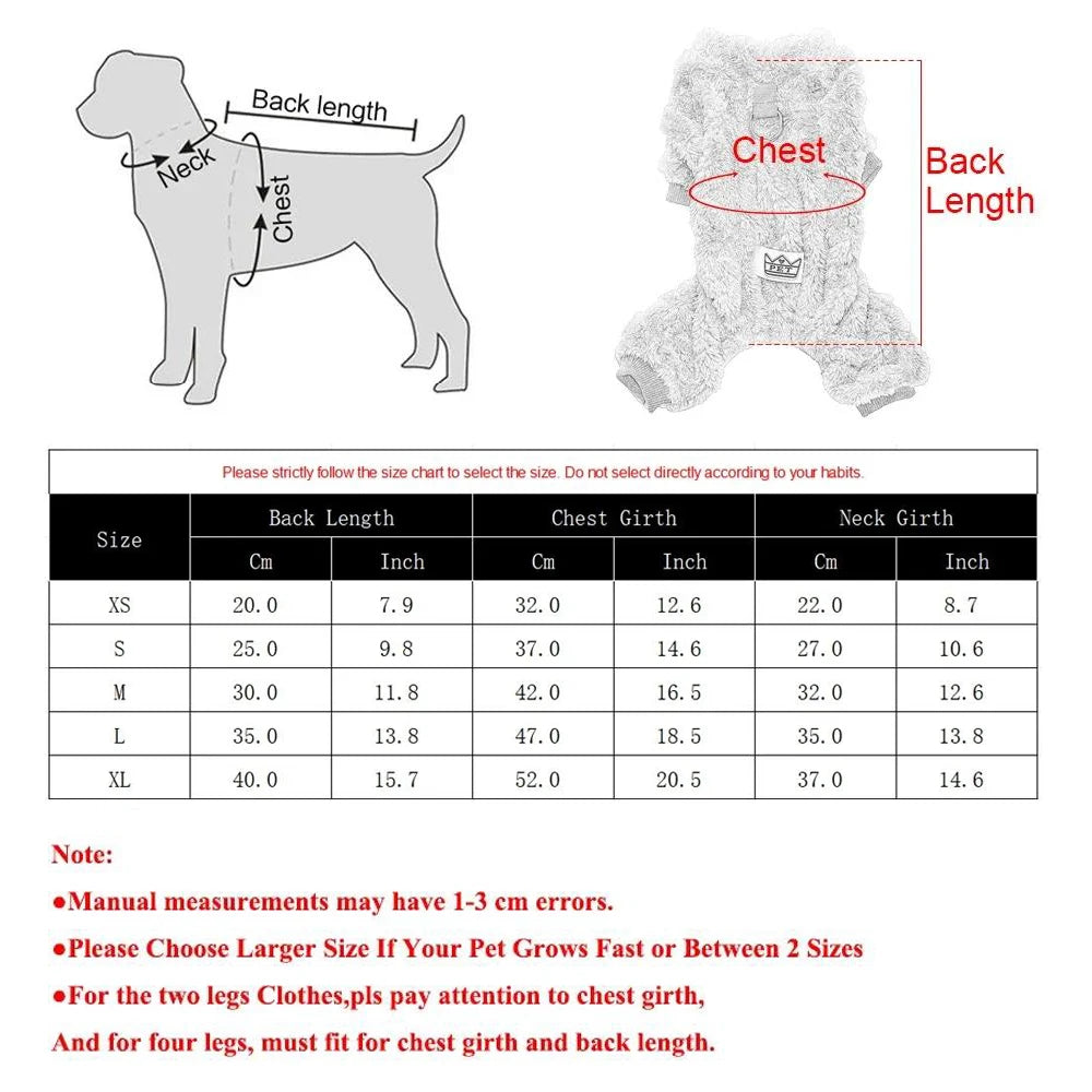 Warm Pet Clothes Winter Soft Solid Puppy Jumpsuits For Small Medium Dogs Cats