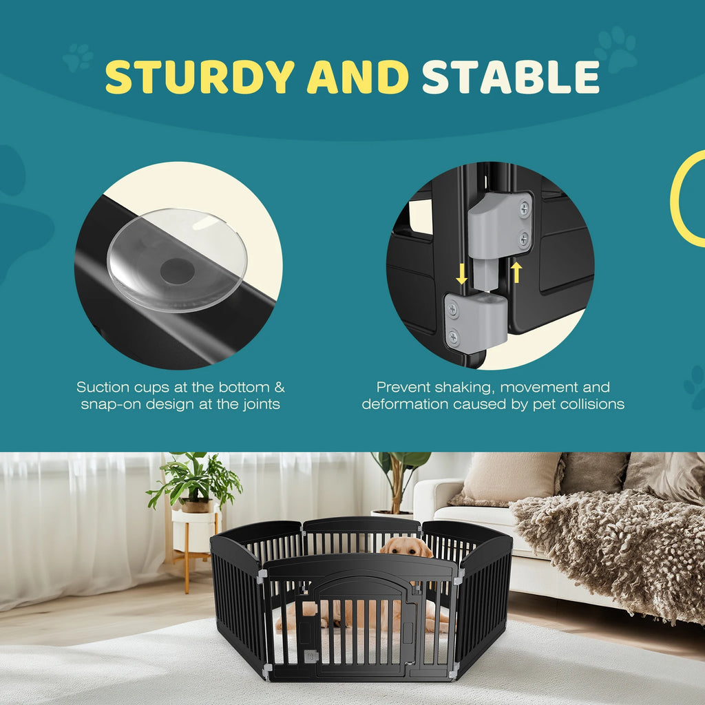 Plastic Dog Playpen 6 Panel 24IN Expandable Durable Pet Fence  Indoor/Outdoor Folding Portable Puppy Playpen