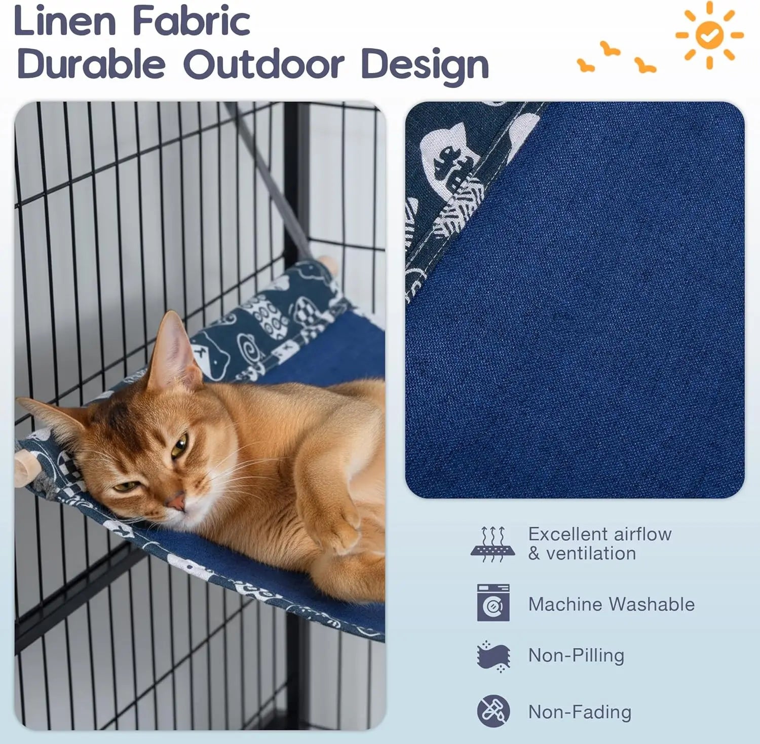 2 Pack Cat Hammock Hanging Reversible Adjustable, 24.4in*14.6 in Soft Sleeping Hammock for Cats