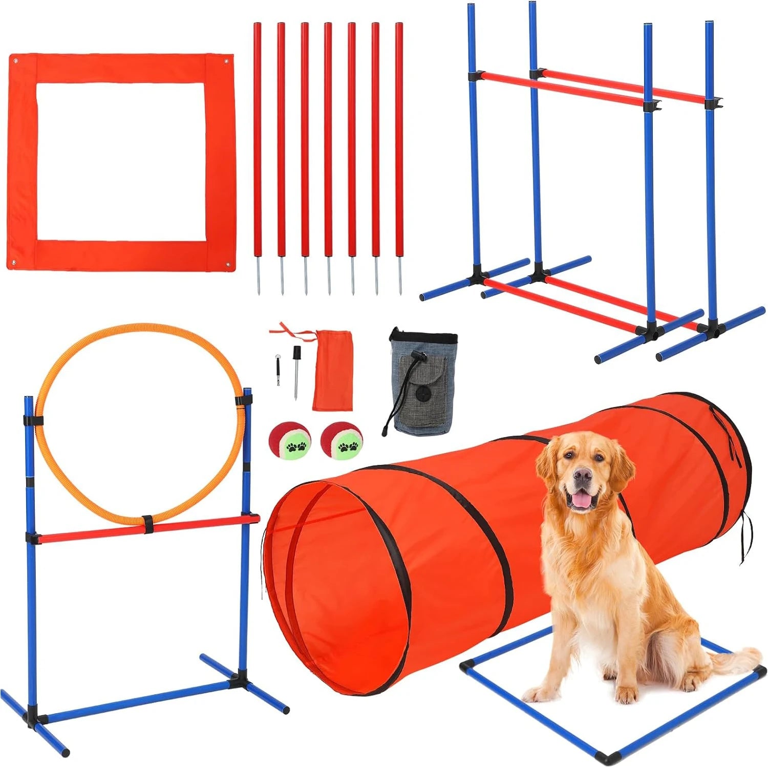 87 Pcs Dog Agile Training Equipment Set Obstacle Course Kit