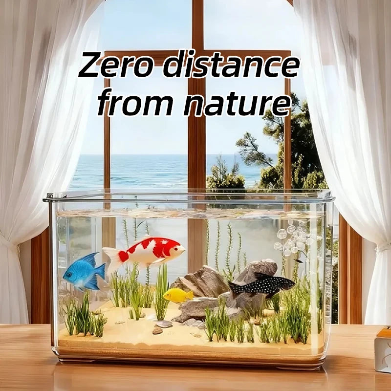 Transparent Aquarium Creative Desktop Fish Tank for Office/Home Decor (Bare Tank, No Scenery or Stones Included)