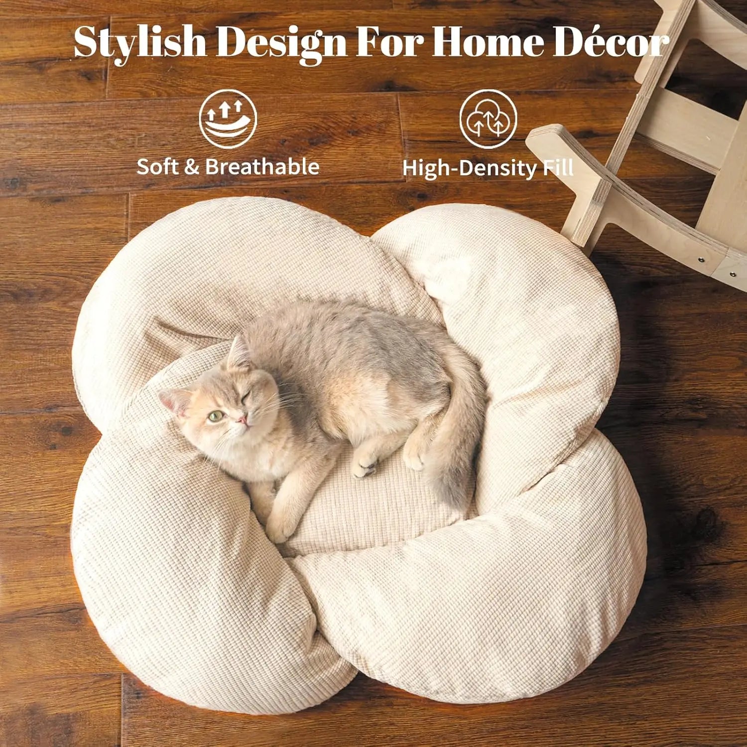 Elevated Cat Bed Wooden with Cushion. Raised Kitty Lounge Chair Suitable for Puppy, Cat