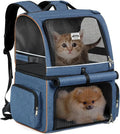 Double-Compartment Cat Backpack Carrier for Two Small Cats or One Medium Dog, Fits Up to 24 Lbs