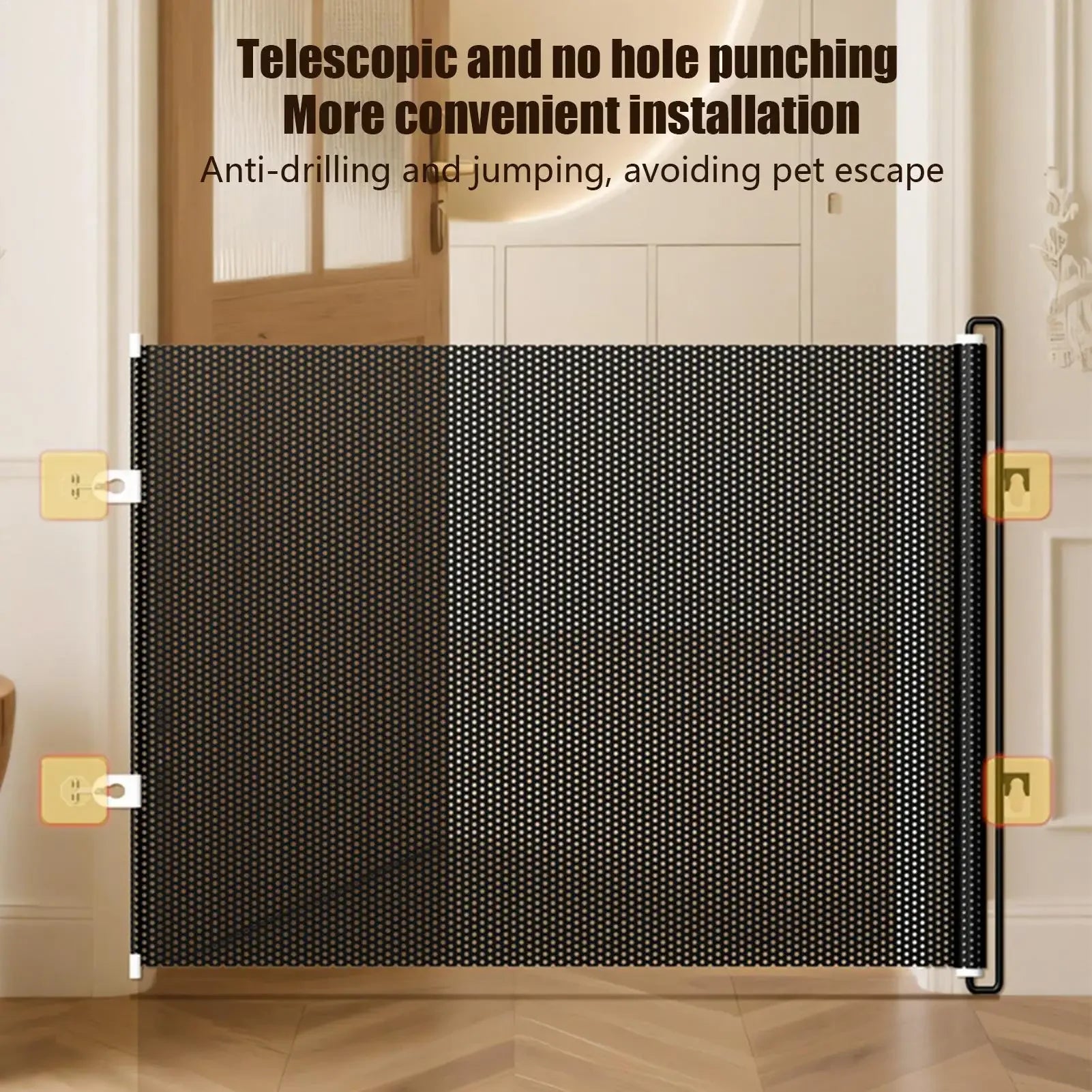 49 Inch Retractable Baby Gate Punch-free Fence Childproof Net No-Drill Mesh Safety Barrier