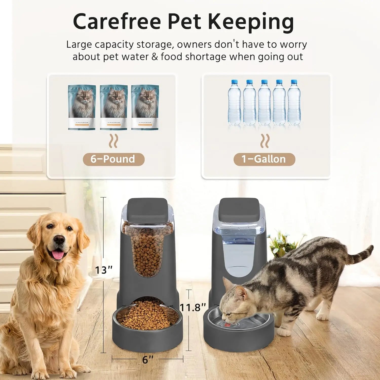 2-Pack Automatic Pet Feeder and Water Dispenser Set for Cats and Dogs