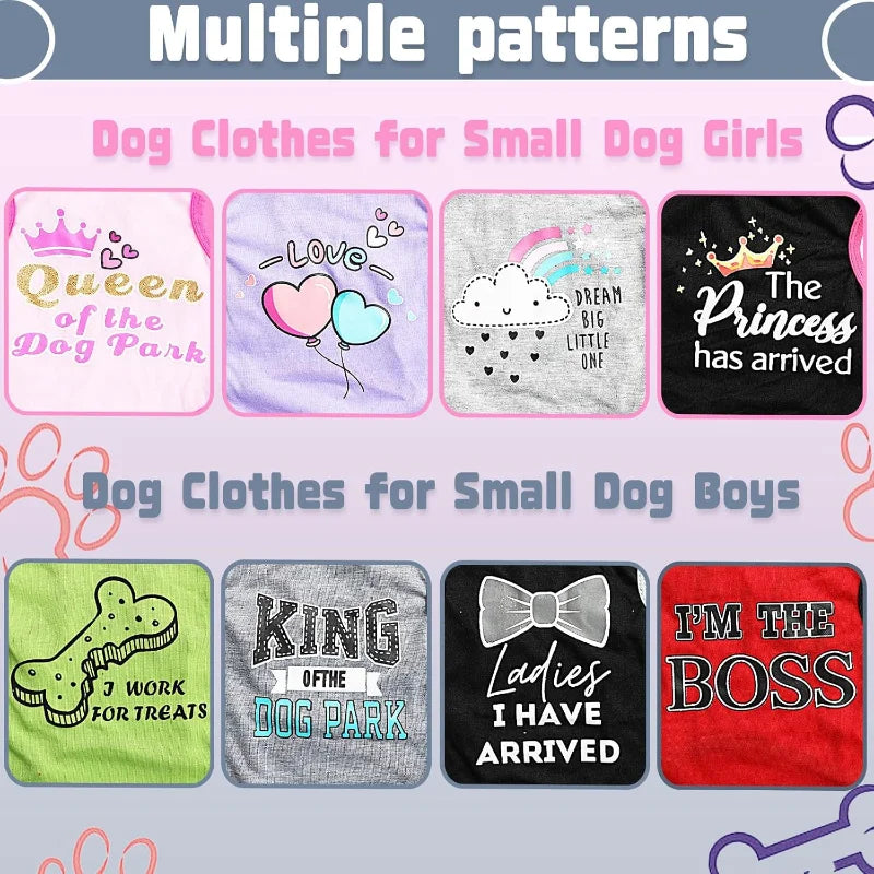 4 Pieces Puppy Clothes for Small Dogs Boy Summer Puppy Clothes for Chihuahua Yorkie Soft Cute Pattern Dog Shirt Spring Pet Cat C