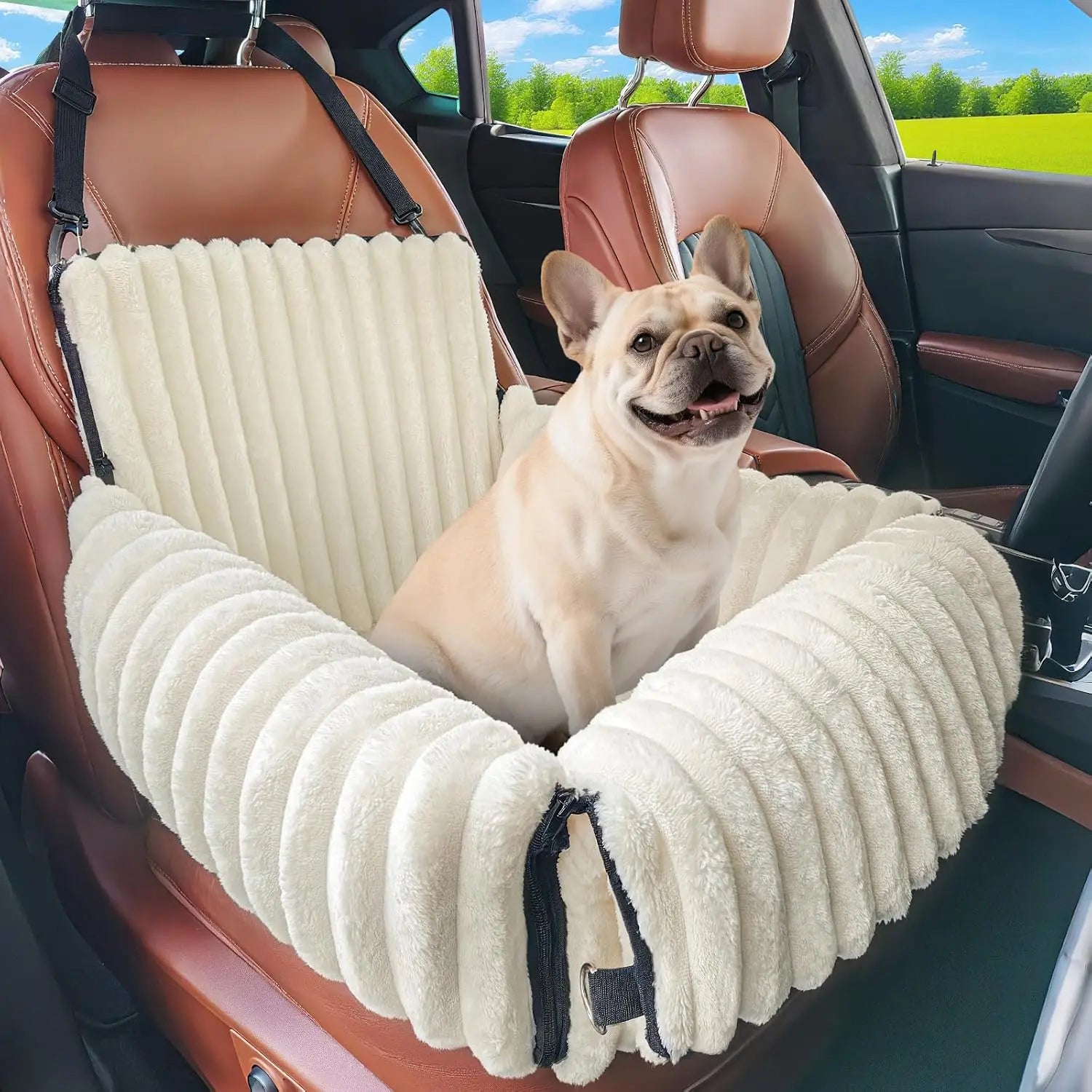 6-in-1 Dog Car Seat for Small/Medium Dogs, Washable Cover, Safety Leash