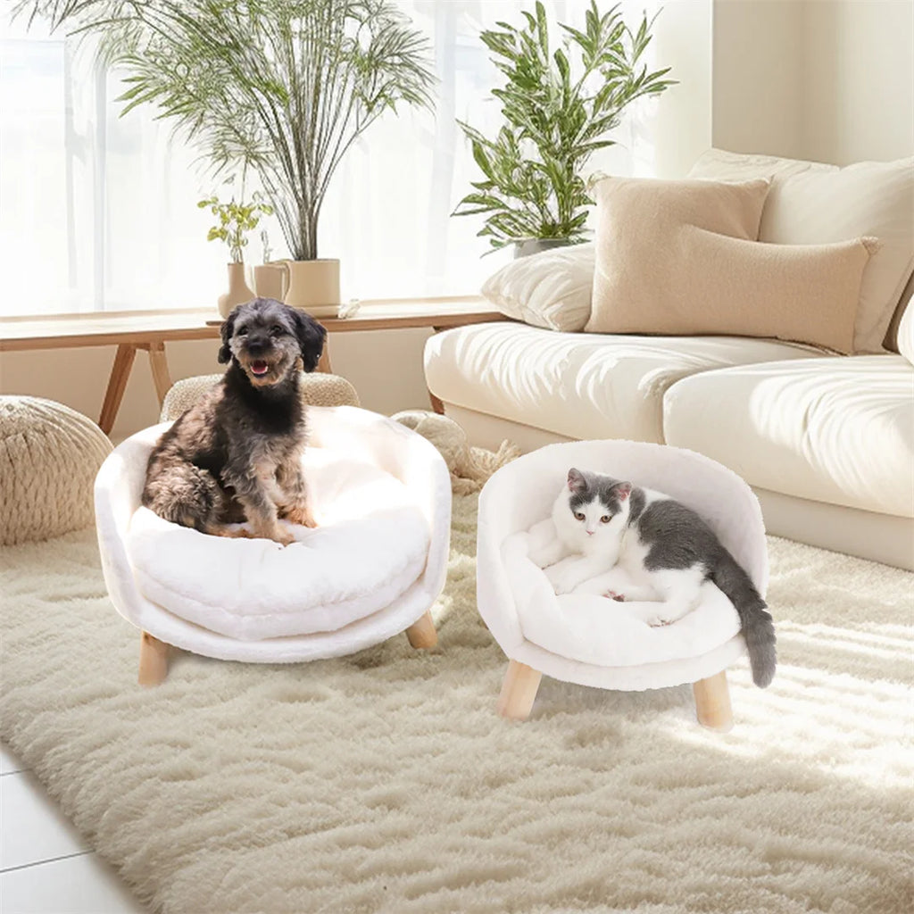 Luxury Cat Bed Soft Warm Plush Fabric Pet Nesting Chair Bed