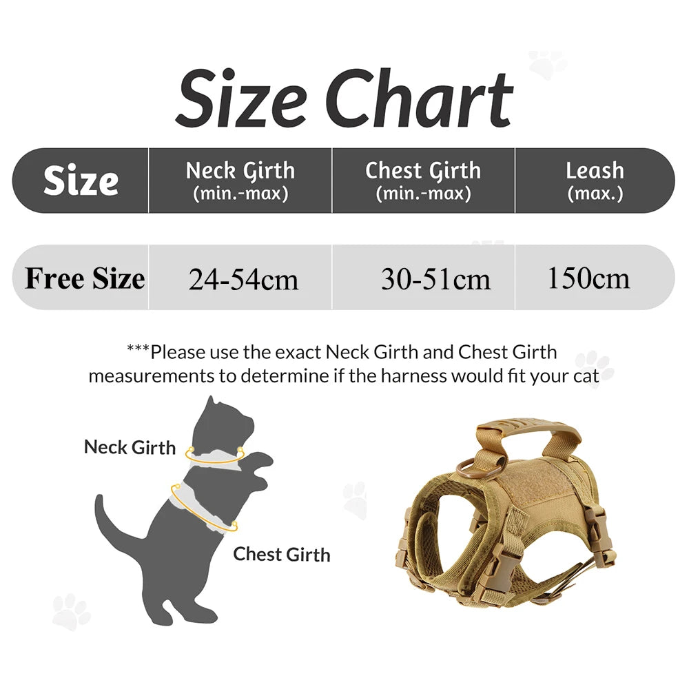 Tactical Puppy Harness Leash For Small Dogs/Cats, Adjustable Kitten Vest, For Military Service Dog Working