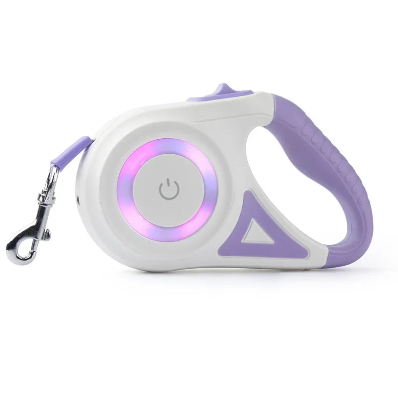 Automatic Retractable Dog Leash with Led Flashlight Durable Nylon Lead for Pet Dogs