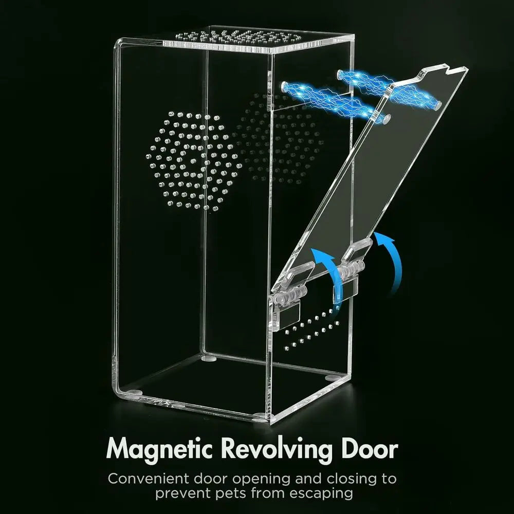Acrylic Terrarium with Magnetic Door & All-Side Ventilation, Pre-Assembled Reptiles Habitat