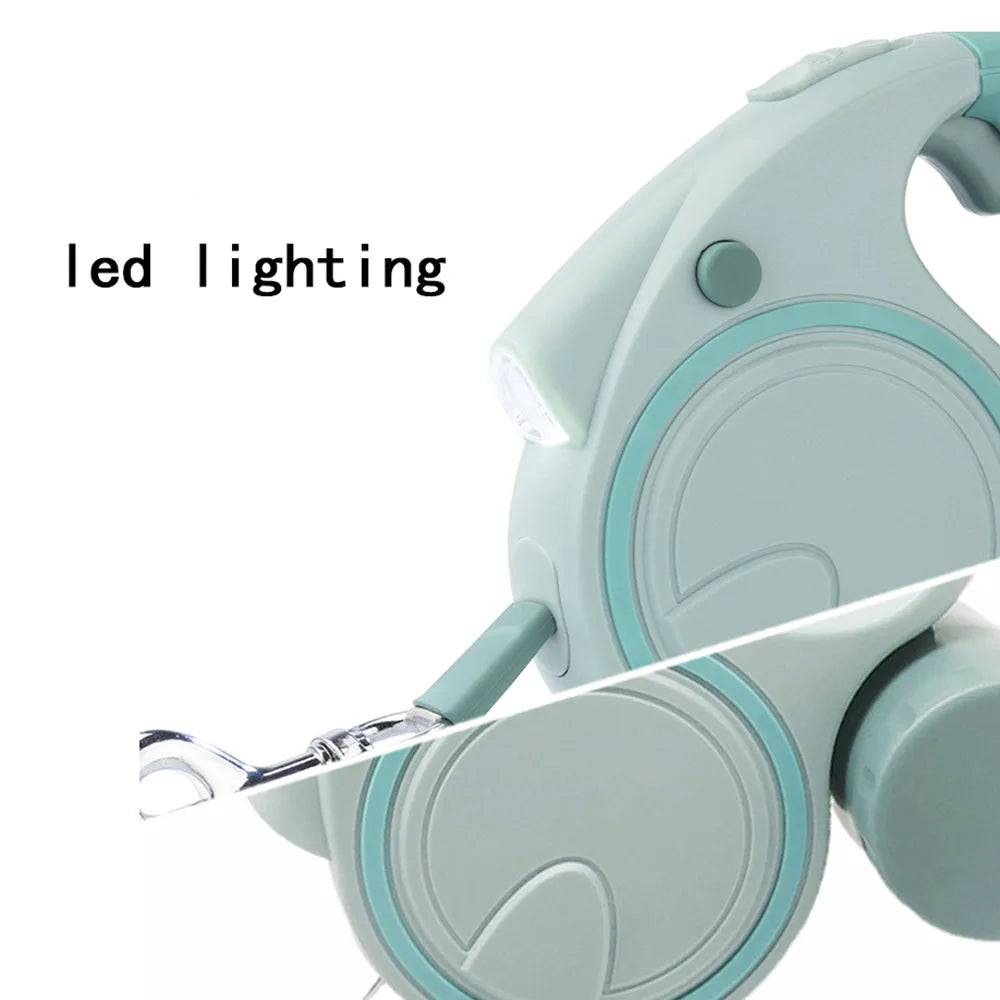 Dog Leash With Led Lights and Garbage Bag Retractable Nylon