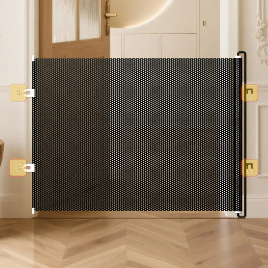49 Inch Retractable Baby Gate Punch-free Fence Childproof Net No-Drill Mesh Safety Barrier