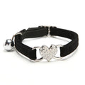 Heart Charm and Bell Cat Collar Safety Elastic Adjustable with Soft Velvet Material
