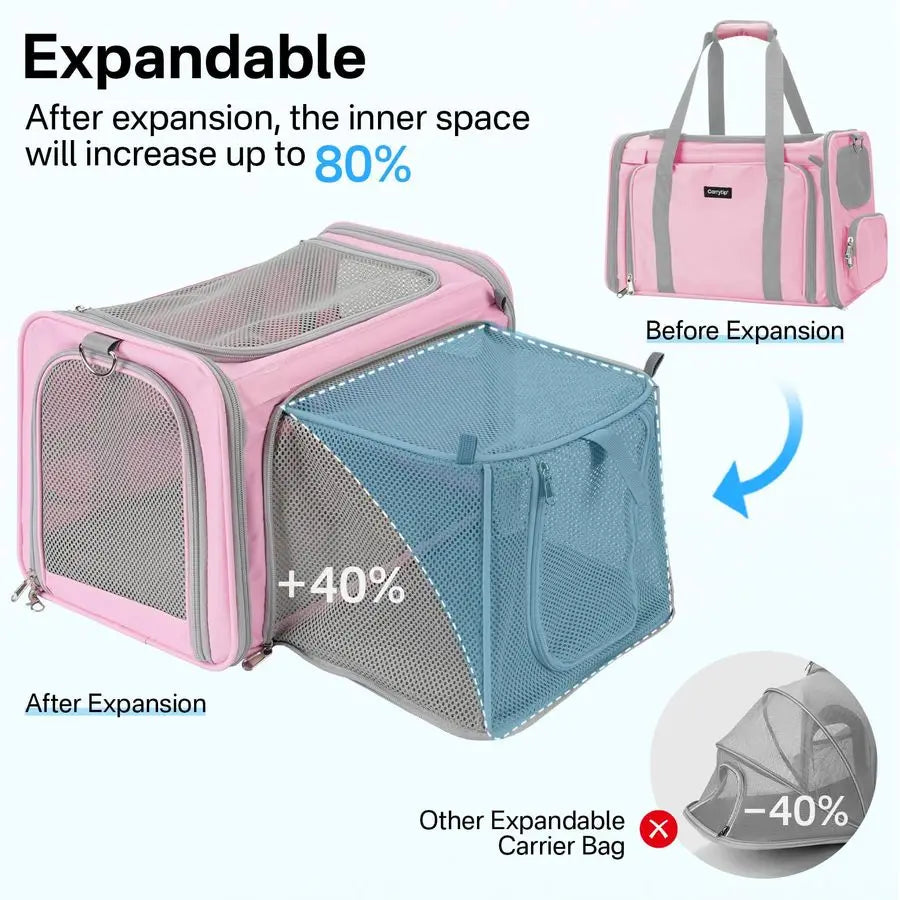 Cat Carrier, Airline Approved Soft Sided Pet Carrier for Cats/Small Dogs Up to 15 lbs