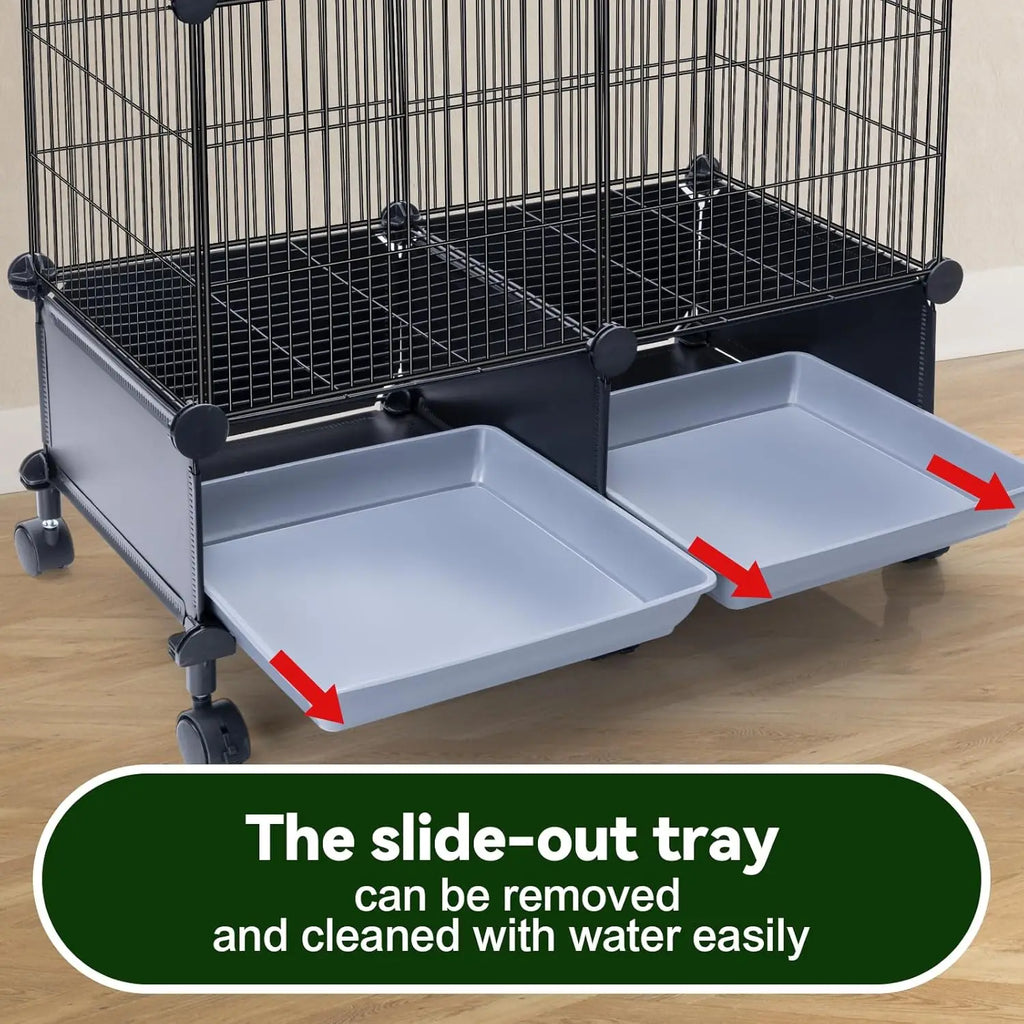 46-Inch Spacious Bird Cage with Wooden Perches, Slide-Out Tray, Water Bottle & Feeder