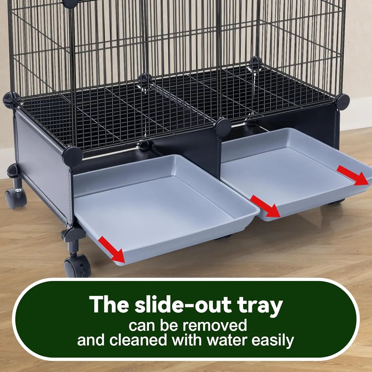 46-Inch Spacious Bird Cage with Wooden Perches, Slide-Out Tray, Water Bottle & Feeder