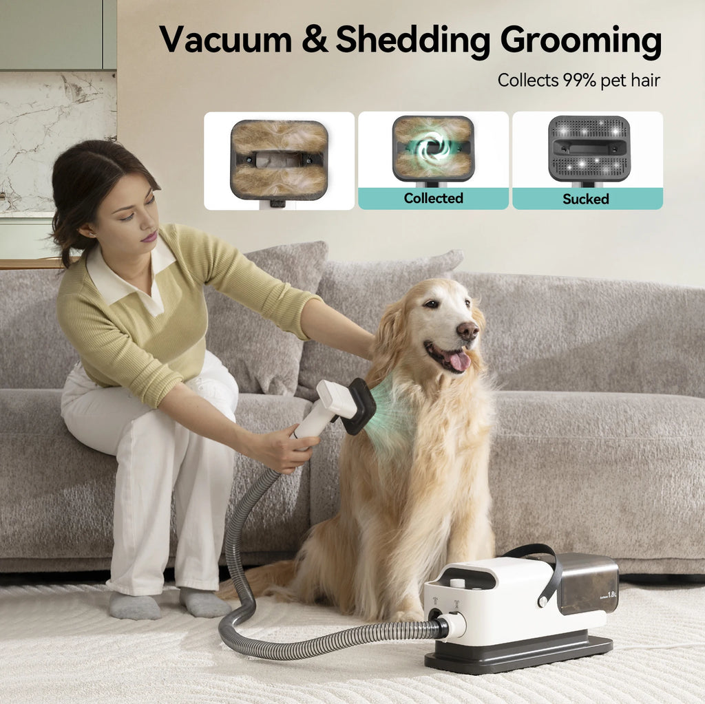 Vacuum Cleaner & Hair Dryer, Adjustable Speed and Temperature, 5 Proven Care Tools