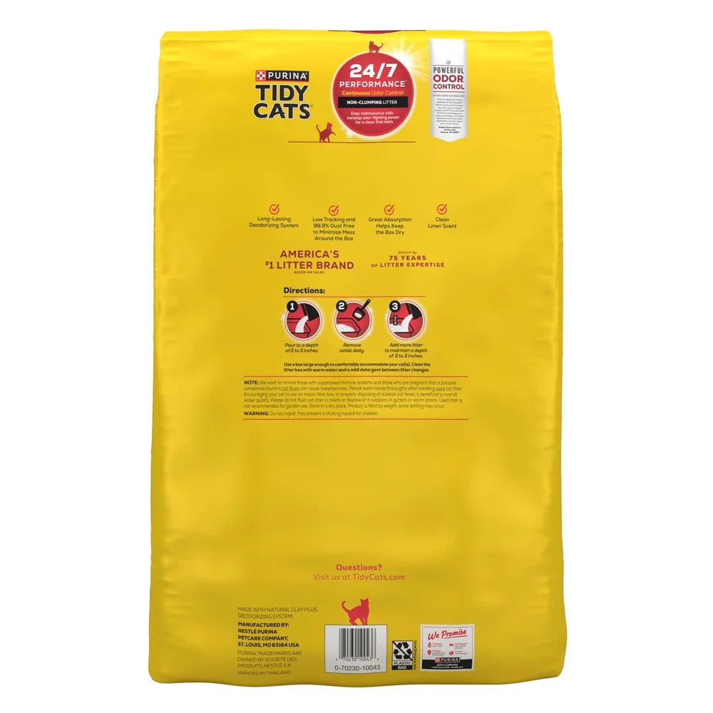 Multi-Cat Non-Clumping Cat Litter Odor Control Low Dust Clay Litter 24/7 Performance