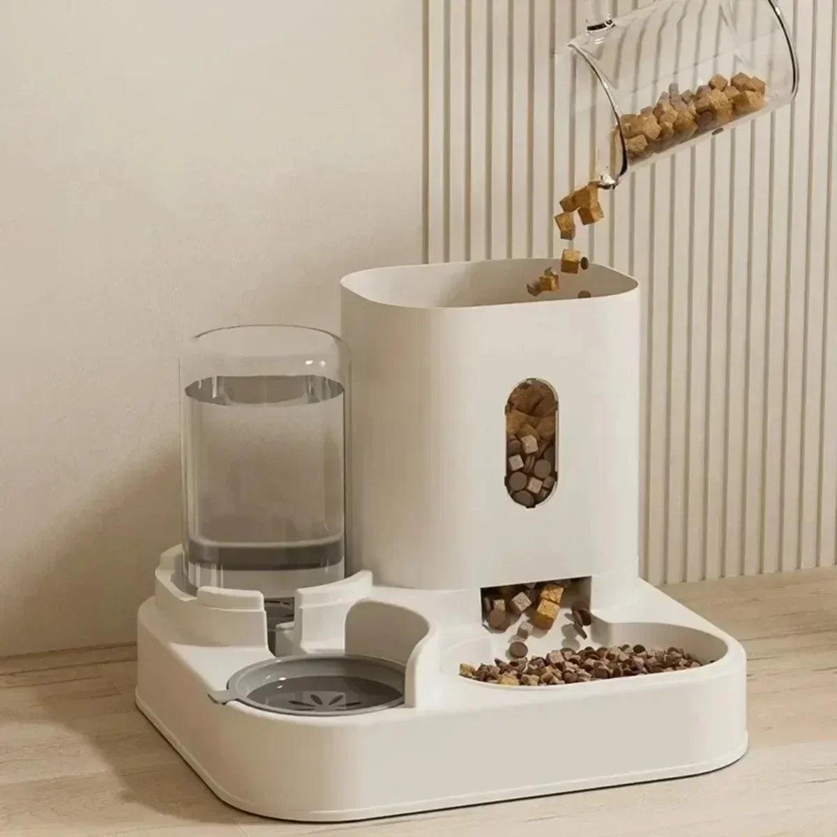 Automatic Feeder Dog Cat Food Bowl With Water Fountain Large Capacity
