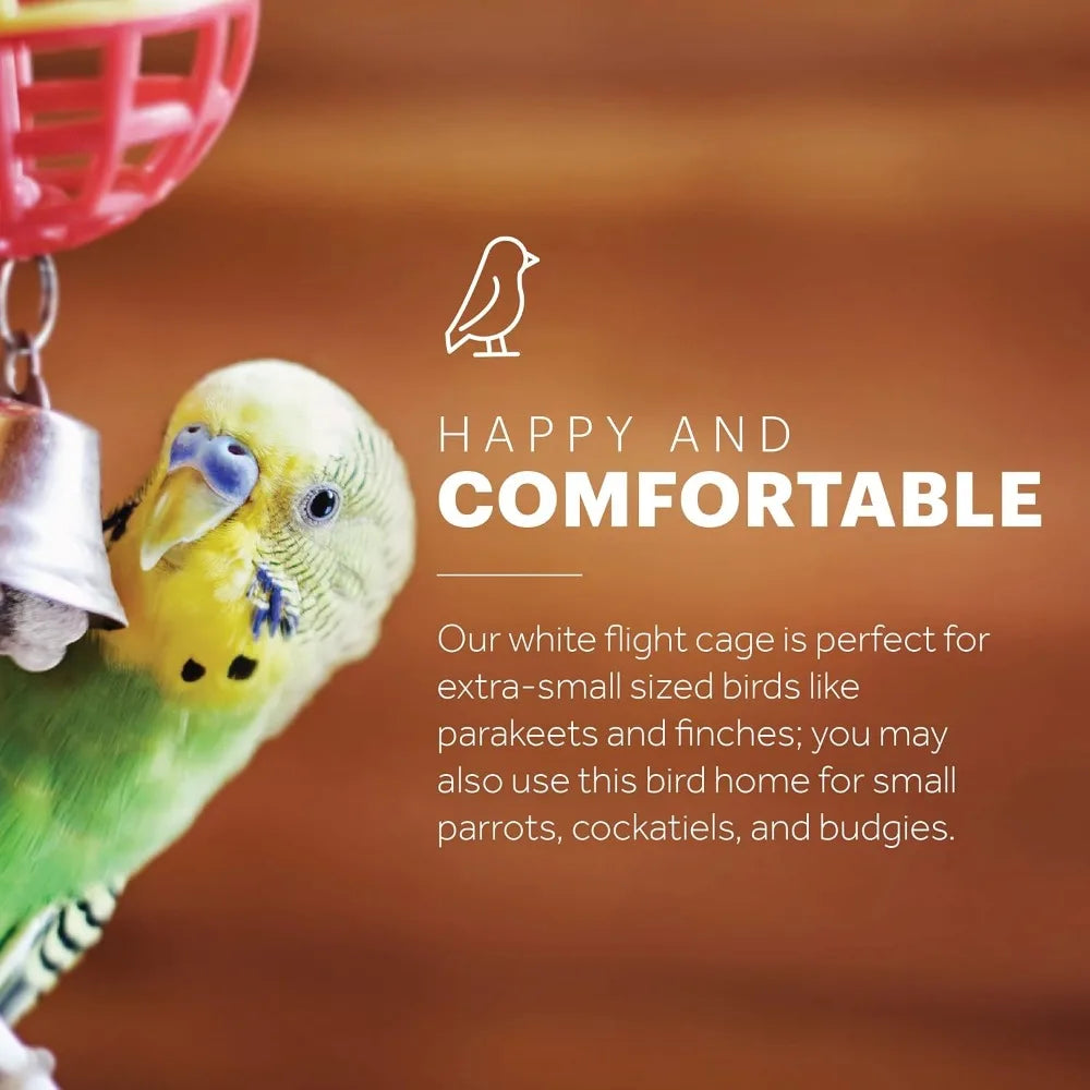 Stackable Metal Bird Cage for Small Pets, White Flight Home with Removable Tray