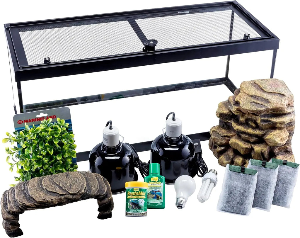 20-Gallon Turtle Aquarium Kit with Filter and Heating Lamps, 30-Inch Setup for Aquatic Pets
