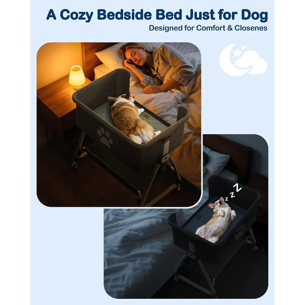 Elevated Adjustable Pet Bed for Small to Medium Dogs and Cats, Removable Cover, Sides Included