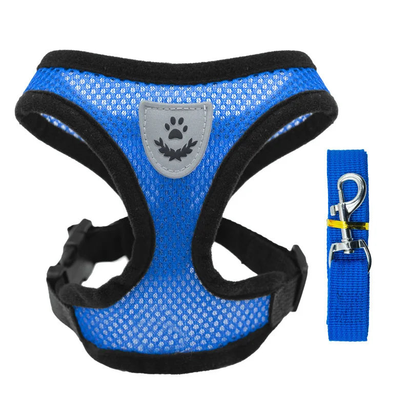 Cat/Puppy Harness Vest Walking Leash Collar Polyester Adjustable Mesh
