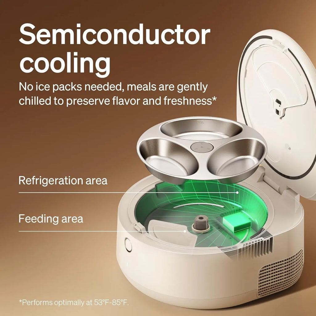 Automatic Cat Feeder for Wet Food with Stainless Steel Bowl, Refrigerated App-Controlled
