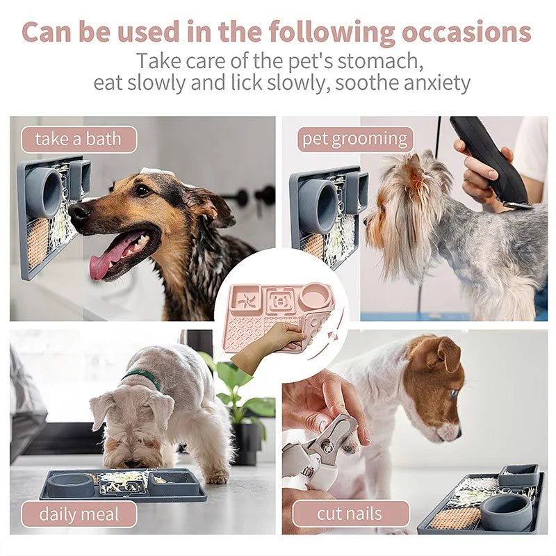 Dog Licking Pad Slow Feeding Bowl Food Grade Silicone Suction Cup  Slowly Feed Plate Pets