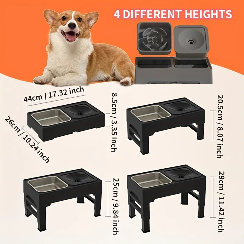 Adjustable Height Feeder Stand - Folding Stainless Steel Pet Bowl Table with Non-Slip Design