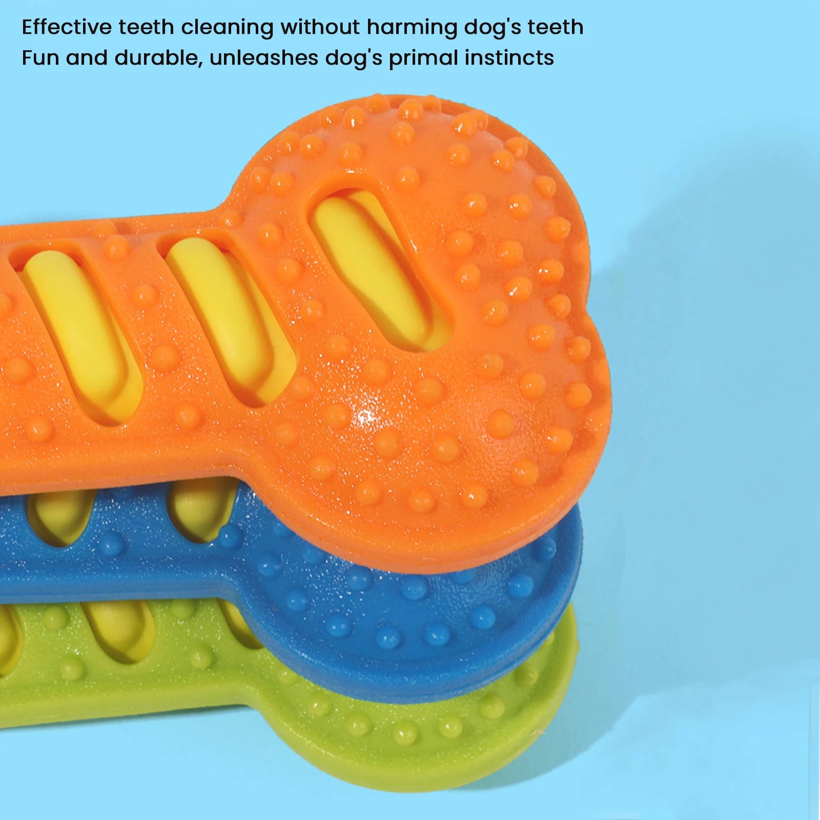 3Pcs Teeth Cleaning Molar Stick Squeaky Bones Interactive Massage Toothbrush