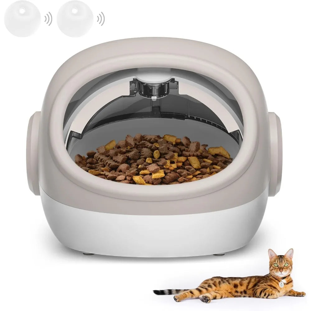 Upgraded RFID Cat Feeder with Collar Sensor – 4 Feeding Modes, Anti-Theft Pet Feeder for Multi-Cat Households