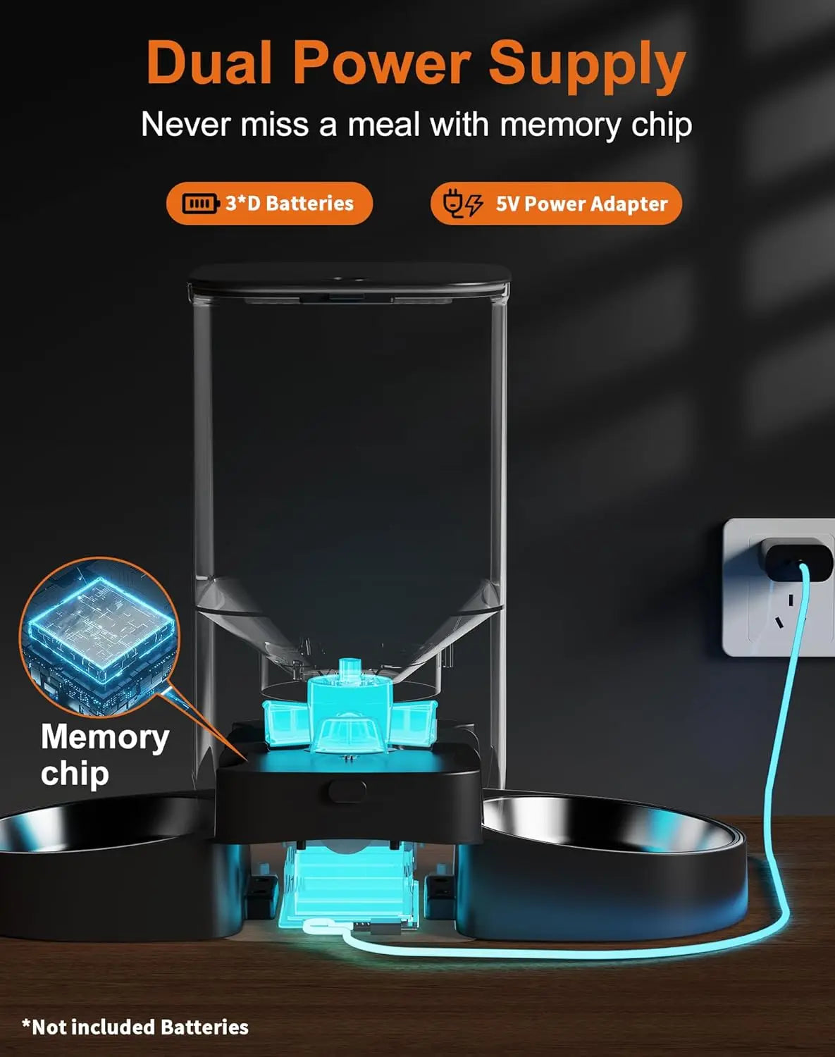Automatic Cat Feeder for Two Cats, WiFi Smart Pet Dispenser with App Control