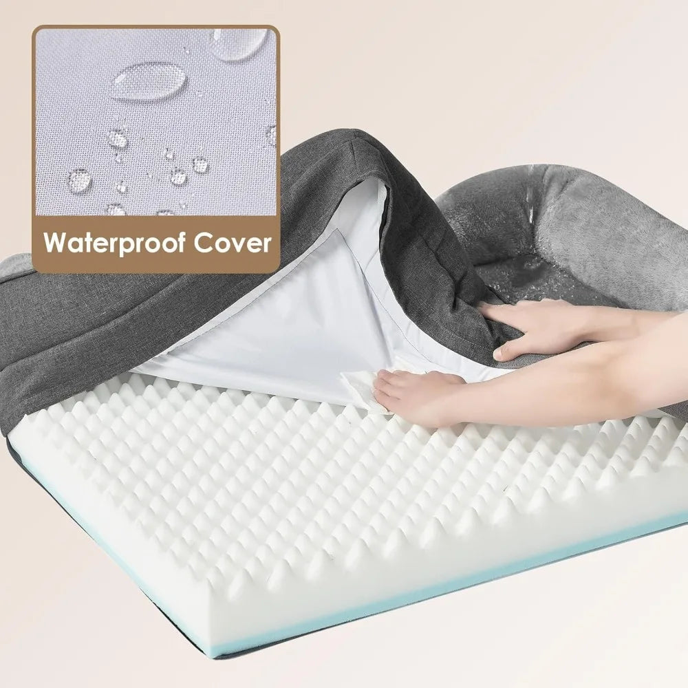 Extra Large Orthopedic Dog Bed with Memory Foam, Waterproof Liner, and Removable Washable Cover, Grey