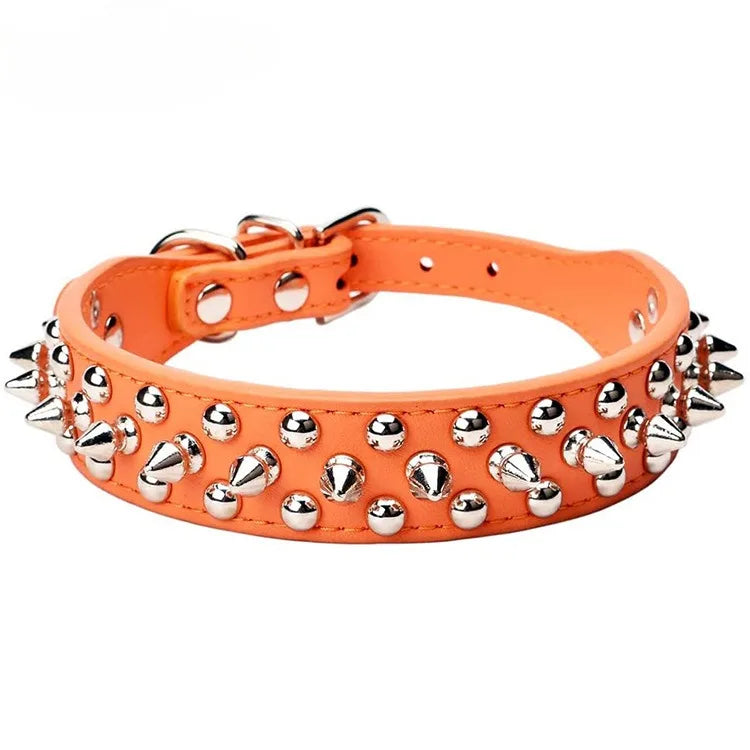 Adjustable Leather Pet Dog collar Neck Strap Spiked Dog Collar For Small Dog Cat