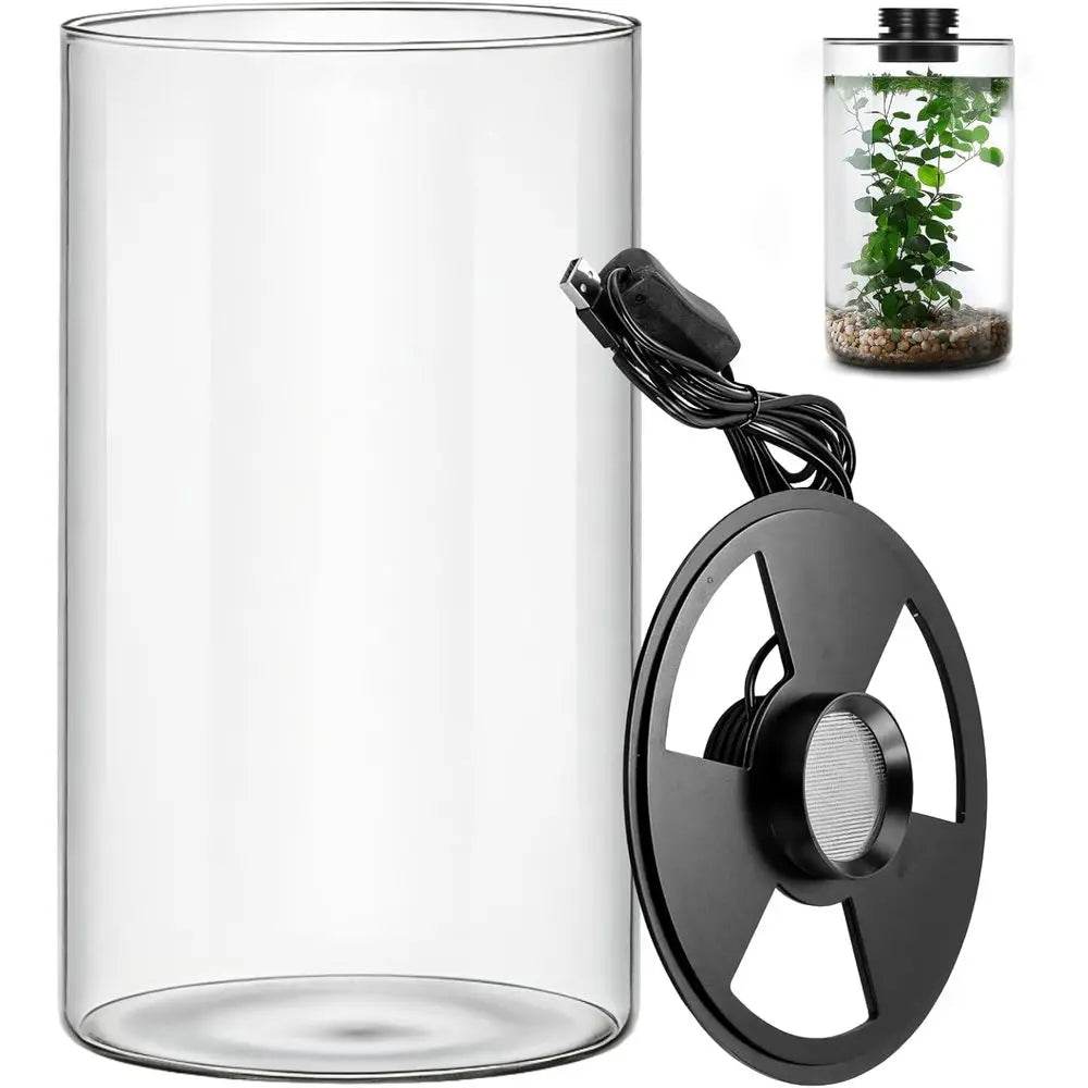 Desktop Glass Terrarium with Grow Light - Succulent Moss Miniature Gardening Landscape