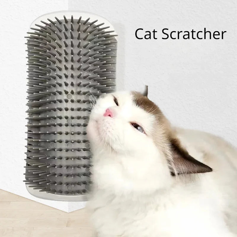 Cat Corner Brush Comb Massager for Cat Grooming with Catnip